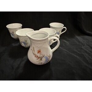 Vintage CP Colditz Porcelain Creamer & 4 Tea Cups – German Democratic Republic